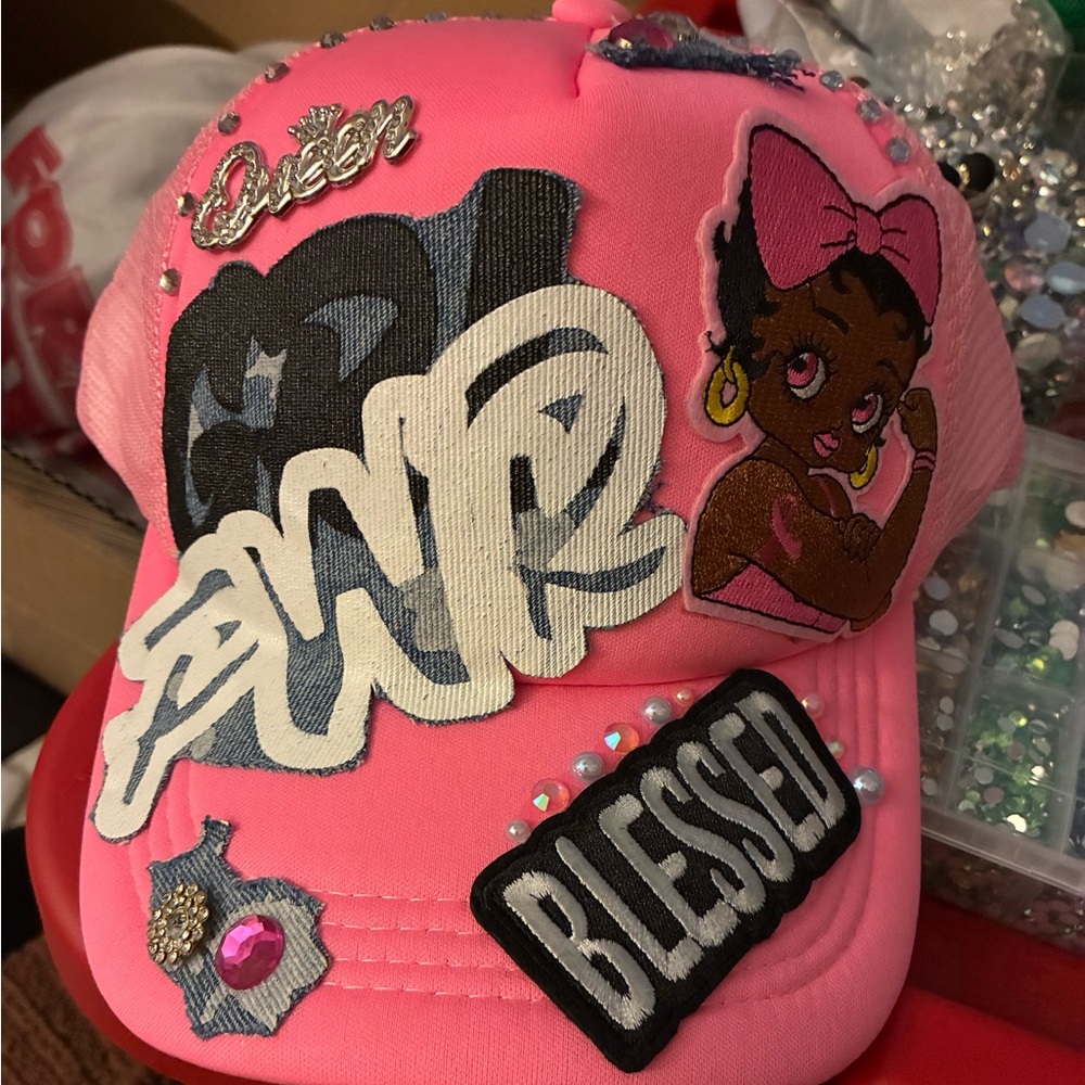 Custom Pink Cap with Betty Boop Patch